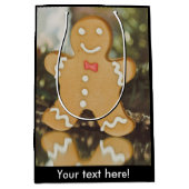 クリスマスのジンジャーブレッドマン ミディアムペーパーバッグ (正面)