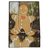 クリスマスのジンジャーブレッドマン ミディアムペーパーバッグ (裏面)