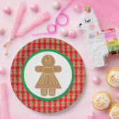 クリスマスのジンジャーブレッド赤と白ガール ペーパープレート (パーティー)