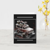 クリスマスのジンジャーブレッドSUV カード (黄色い花)