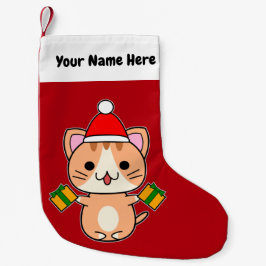 クリスマスのジンジャー・タビー猫 スモールクリスマスストッキング