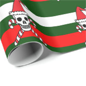 クリスマスのスカルおよびCandycaneの骨が交差した図形 ラッピングペーパー (ロールコーナー)