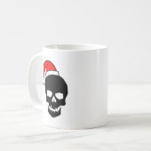 クリスマスのスカルの黒 コーヒーマグカップ (正面左)