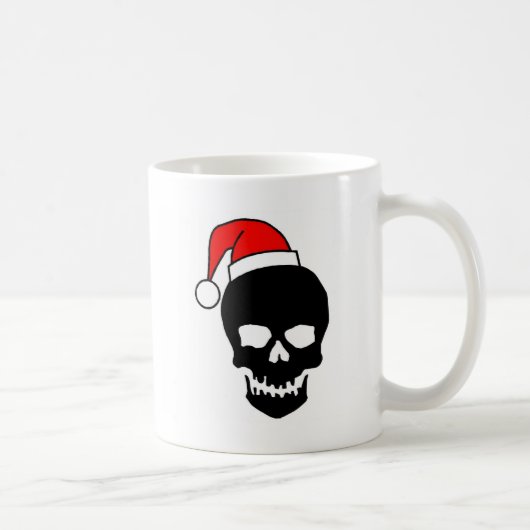 クリスマスのスカルの黒 コーヒーマグカップ (右)