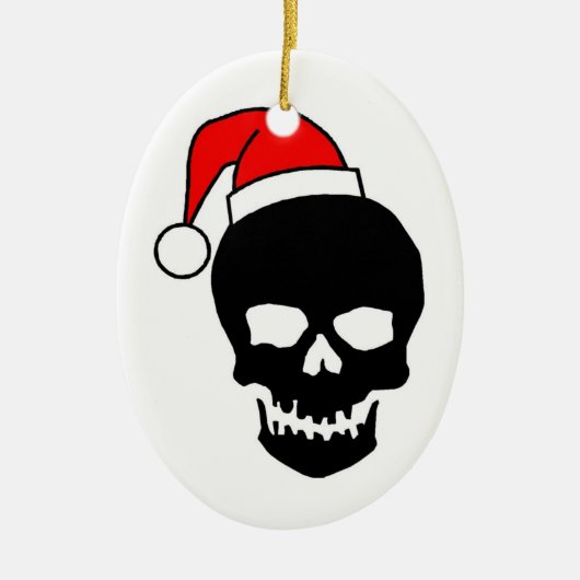 クリスマスのスカル セラミックオーナメント (正面)