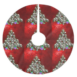 クリスマスのスカル ブラッシュドポリエステルツリースカート