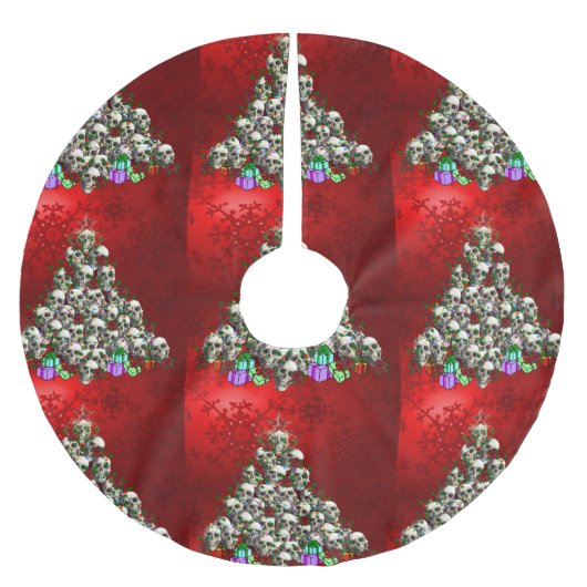 クリスマスのスカル ブラッシュドポリエステルツリースカート (正面)