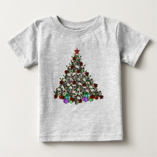 クリスマスのスカル ベビーTシャツ (正面)