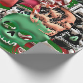 クリスマスのスカル ラッピングペーパー (角)