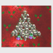 クリスマスのスカル ラッピングペーパー (フラット)