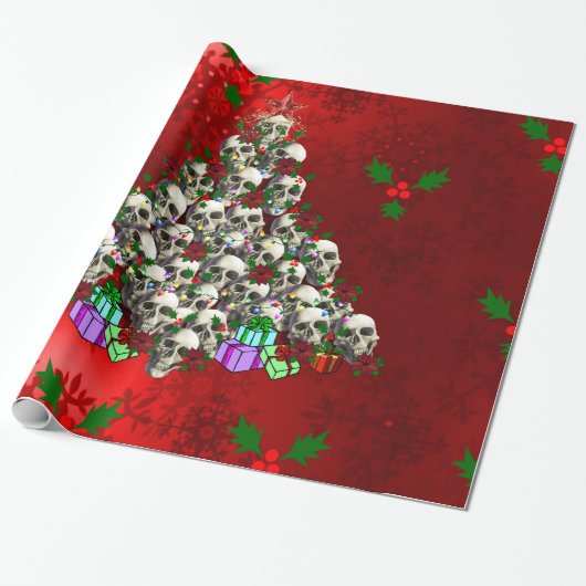 クリスマスのスカル ラッピングペーパー (アンロールド)