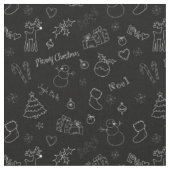 クリスマスのスケッチ落書き ブラック ファブリック (クローズアップ)