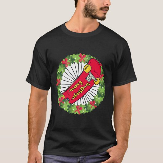 クリスマスのスケートボーダー Tシャツ (正面)