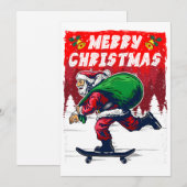 クリスマスのスケートボードサンタおかしい シーズンカード (正面/裏面)