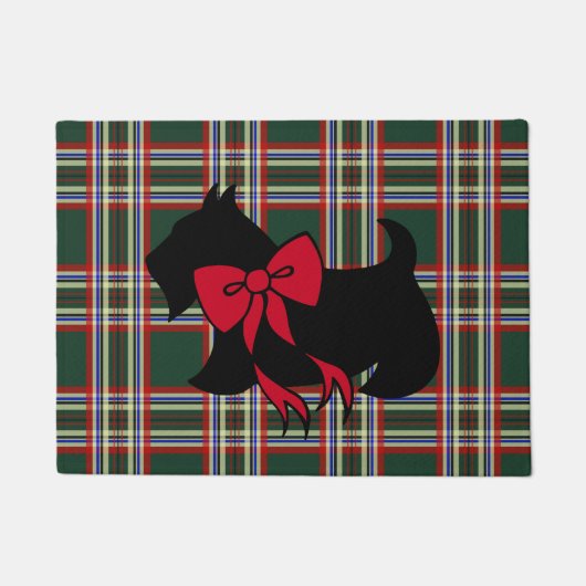 クリスマスのスコティッシュテリア玄関マット  ドアマット (正面)