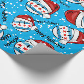 クリスマスのスタイルの微笑のシカゴの旗 ラッピングペーパー (角)