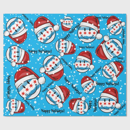 クリスマスのスタイルの微笑のシカゴの旗 ラッピングペーパー (フラット)