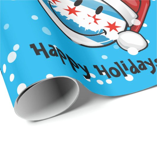 クリスマスのスタイルの微笑のシカゴの旗 ラッピングペーパー (ロールコーナー)