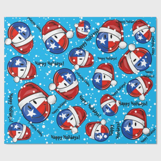 クリスマスのスタイルの微笑のテキサス州の旗 ラッピングペーパー (フラット)