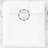 クリスマスのステッカーから緑と赤のリース ラウンドシール (バッグ)