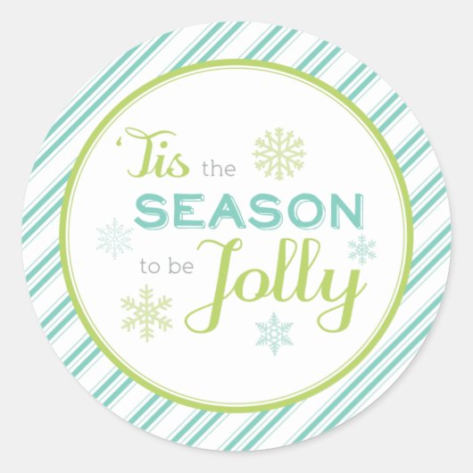 クリスマスのステッカーになるすてき季節だ ラウンドシール (正面)