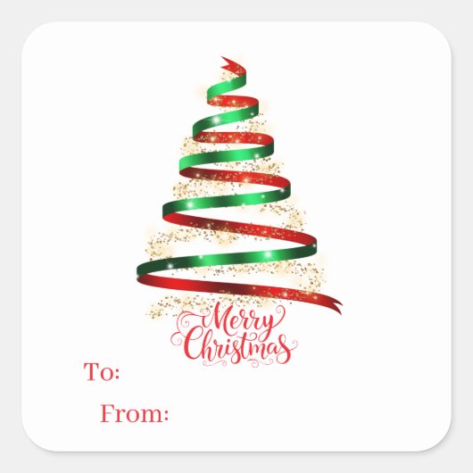 クリスマスのステッカーギフトタグ スクエアシール (正面)