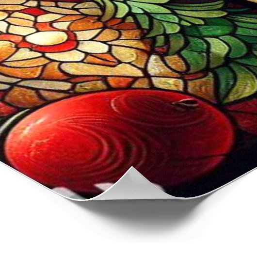 クリスマスのステンドグラスのポスター ポスター (角)