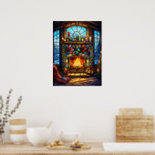 クリスマスのステンドグラスのポスター ポスター (キッチン)