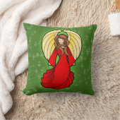 クリスマスのステンドグラスの天使 クッション (ブランケット)