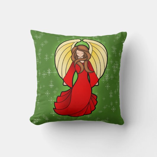 クリスマスのステンドグラスの天使 クッション (正面)