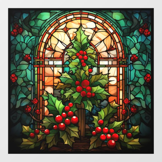 クリスマスのステンドグラスの窓にしがみつく ウィンドウサイン (シート)