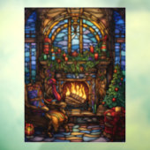 クリスマスのステンドグラスの窓にしがみつく ウィンドウサイン (シート3)