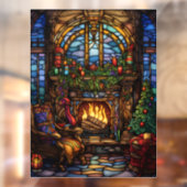 クリスマスのステンドグラスの窓にしがみつく ウィンドウサイン (シート2)