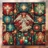 クリスマスのステンドグラスの窓にしがみつく ウィンドウサイン (シート2)