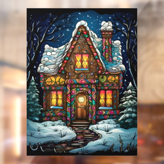 クリスマスのステンドグラスの窓にしがみつく ウィンドウサイン (シート2)