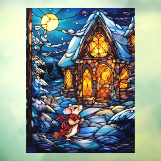 クリスマスのステンドグラスの窓にしがみつく ウィンドウサイン (シート3)