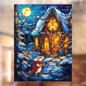 クリスマスのステンドグラスの窓にしがみつく ウィンドウサイン (シート2)