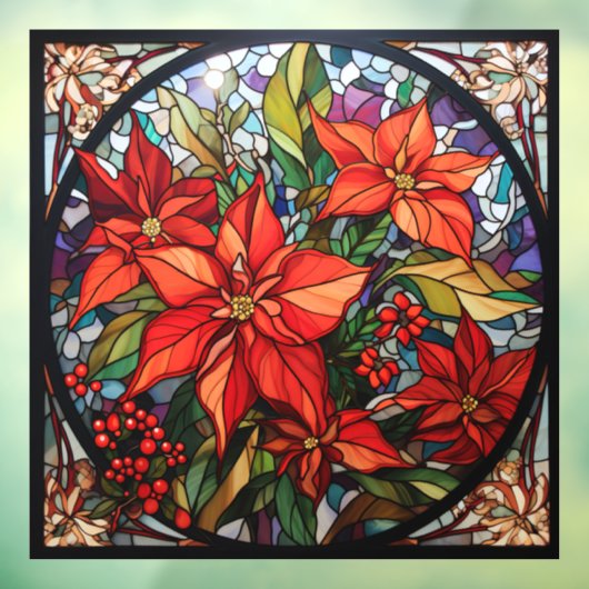 クリスマスのステンドグラスの窓にしがみつく ウィンドウサイン (シート3)