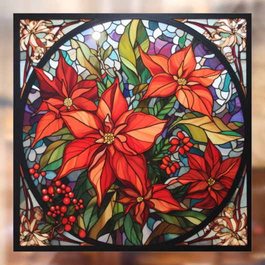 クリスマスのステンドグラスの窓にしがみつく ウィンドウサイン (シート2)