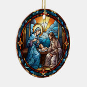 クリスマスのステンドグラス出生シーン セラミックオーナメント (右)