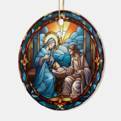クリスマスのステンドグラス出生シーン セラミックオーナメント (左)