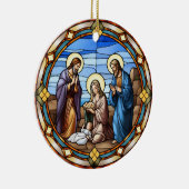 クリスマスのステンドグラス出生シーン セラミックオーナメント (右)
