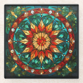 クリスマスのステンドグラス ガラスコースター