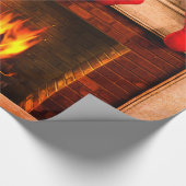 クリスマスのストッキングおよび暖炉の包装紙 ラッピングペーパー (コーナー)