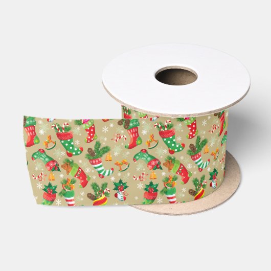 クリスマスのストッキングとおもちゃは サテンリボン (リール)