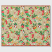 クリスマスのストッキングとおもちゃは ラッピングペーパー (フラット)