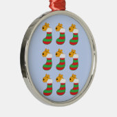 クリスマスのストッキングのオーナメントのかわいい小犬 メタルオーナメント (右)