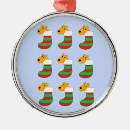 クリスマスのストッキングのオーナメントのかわいい小犬 メタルオーナメント