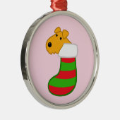 クリスマスのストッキングのオーナメントのかわいい漫画の子犬 メタルオーナメント (右)