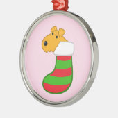 クリスマスのストッキングのオーナメントのかわいい漫画の子犬 メタルオーナメント (左)